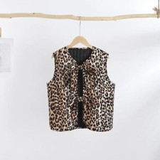 Leopard Print Gilet Weste mit Schleifen Mode Ärmellose Jacke Bow Weste