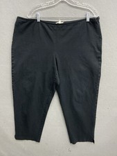 EILEEN FISHER Pants XL Organic Cotton Stretch Twill Ankle Tapered Side Zip Black