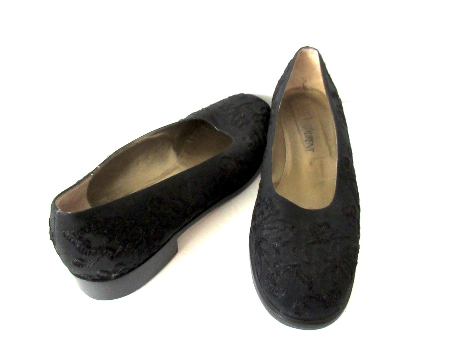 Scarpe basse vintage Yves Saint Laurent donna tessuto nero 8 1 2 M YSL