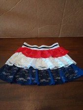 Girls Sz 4-5 Elastic Waist Tulle TuTu Skirt Patriotic Red White Blue 4th July