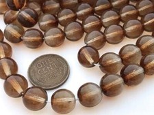 Vintage Czech 10mm Translucent Variegated Brown Taupe Glass Beads 25