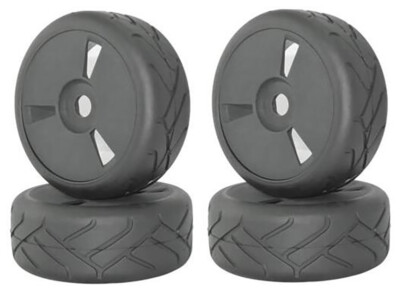 Rubber Tires, Wheels & Inserts TK04 Style w/ 17mm Hex for 1/8 Buggy Size 4pcs.