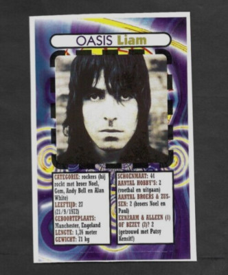 Late 1990's Dutch OASIS Liam Gallagher Rock/Pop Star Card