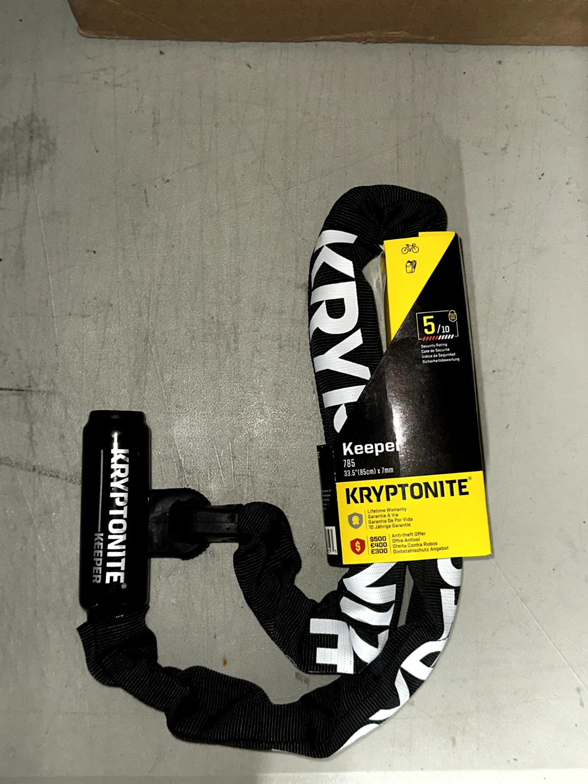 Kryptonite Keeper 785 Bicycle Chain Lock - Black DAMAGED LABEL