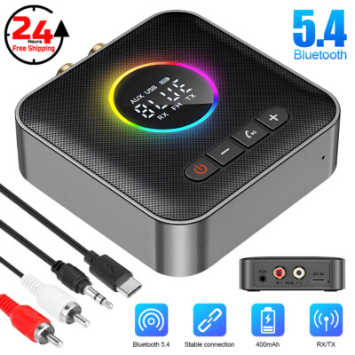 Bluetooth 5.4 Transmitter Receiver 3.5mm AUX RCA TV Home Stereo Audio Adapter US