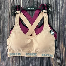 RBX Active Womens Size Large 2 Pack Criss Cross Racerback Bra Set Removable Pads