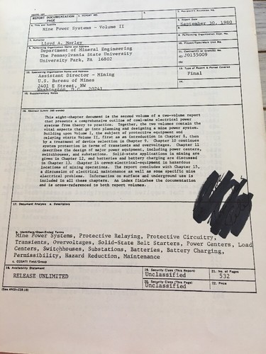 Mine Power Systems Volume II * Morley * January 1981 * Bureau of Mines - Afbeelding 2 van 4