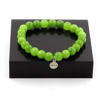 Steine Und Mineralien. Peridot Perlen Armband 8 Mm. Hergestellt In Frankreich.