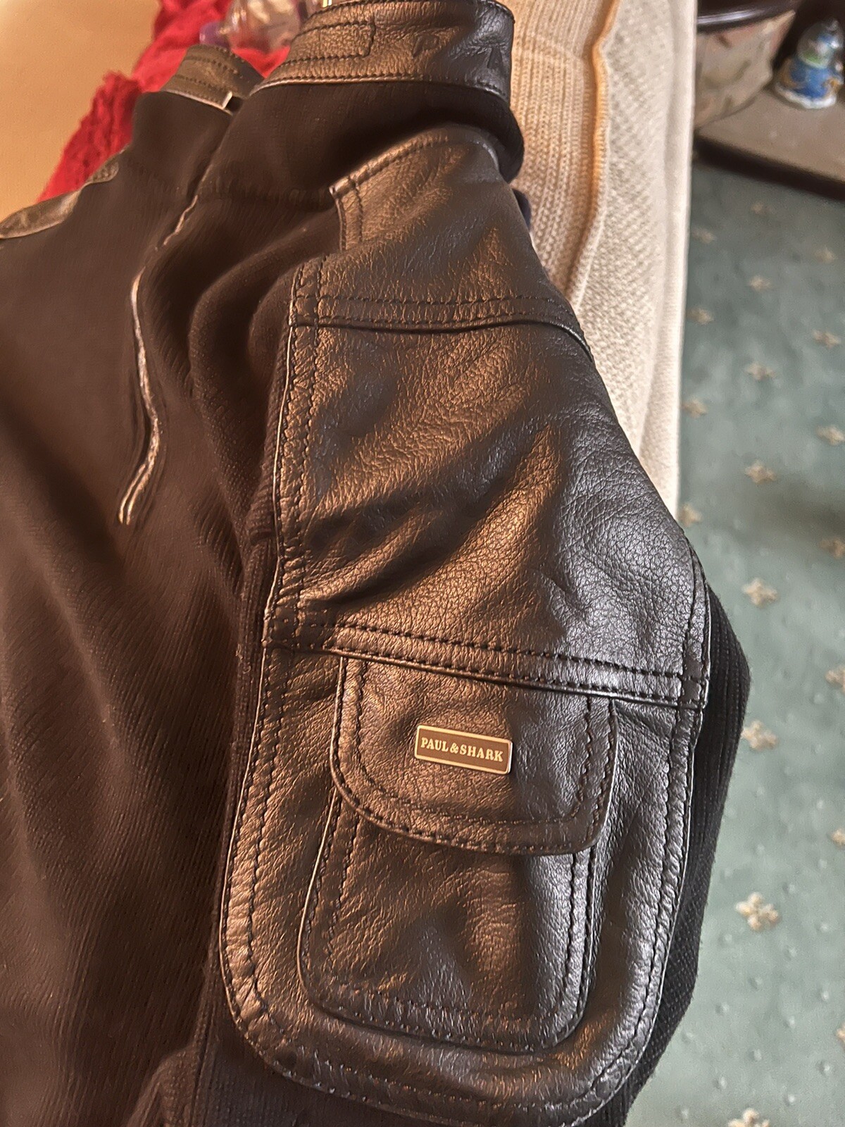 Paul and Shark Black Leather Half Zip Sweater Jumper Pullover Size M. RRP £850 image 4