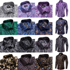 Mens Long/Short Sleeve Shirt Casual Top Button Down Purple Teal Red Dress Suit