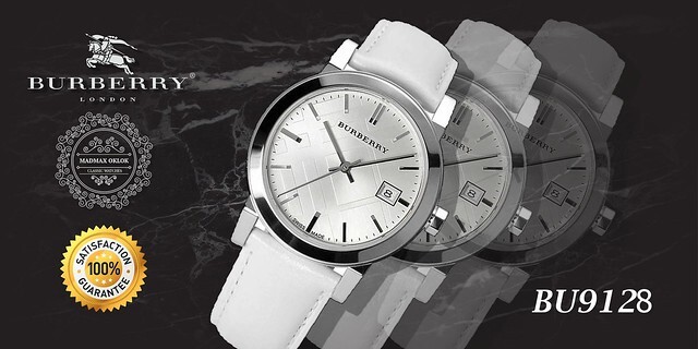 Montre Burberry femme argentée en acier avec dateur fabriqué en Suisse