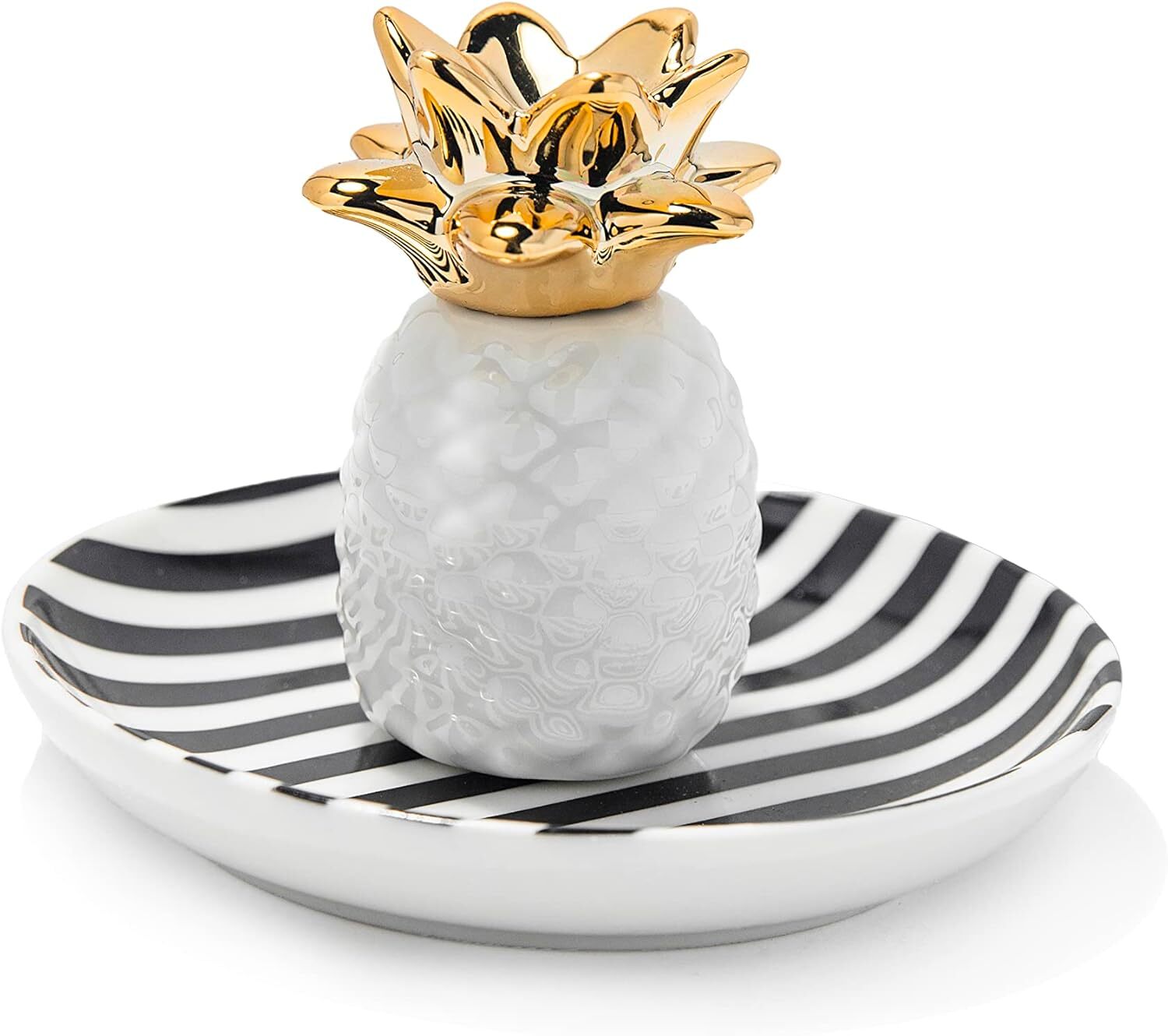 White Pineapple Ring Holder for Jewelry, Ceramic Jewelry Holder Dish Trinket Tra