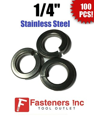 #ad Qty 100 1 4quot; Stainless Steel Regular Split Lock Washers Type 18 8 $11.90