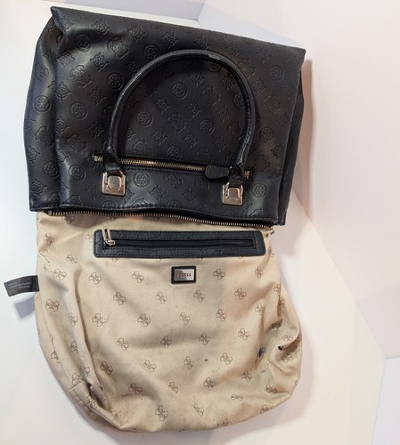 Guess Peony Classic Black Medium Handbag Purse, Zip, Double Handle Top, Tote Bag - Picture 11 of 15