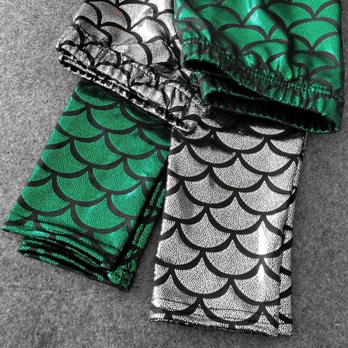 Kids Child Leggings Pants Mermaid Shiny Fish Scales Trousers Costume Show - Picture 6 of 19