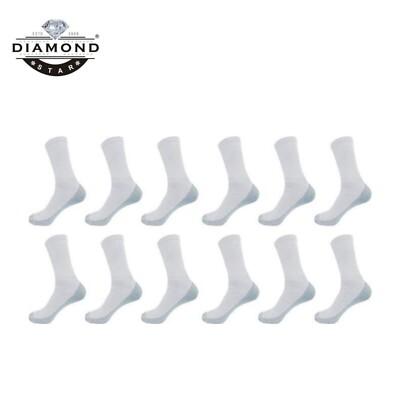 12 Pairs Men's Cotton Crew Socks Everyday Work Cushion Socks Size 9-11 , 10-13
