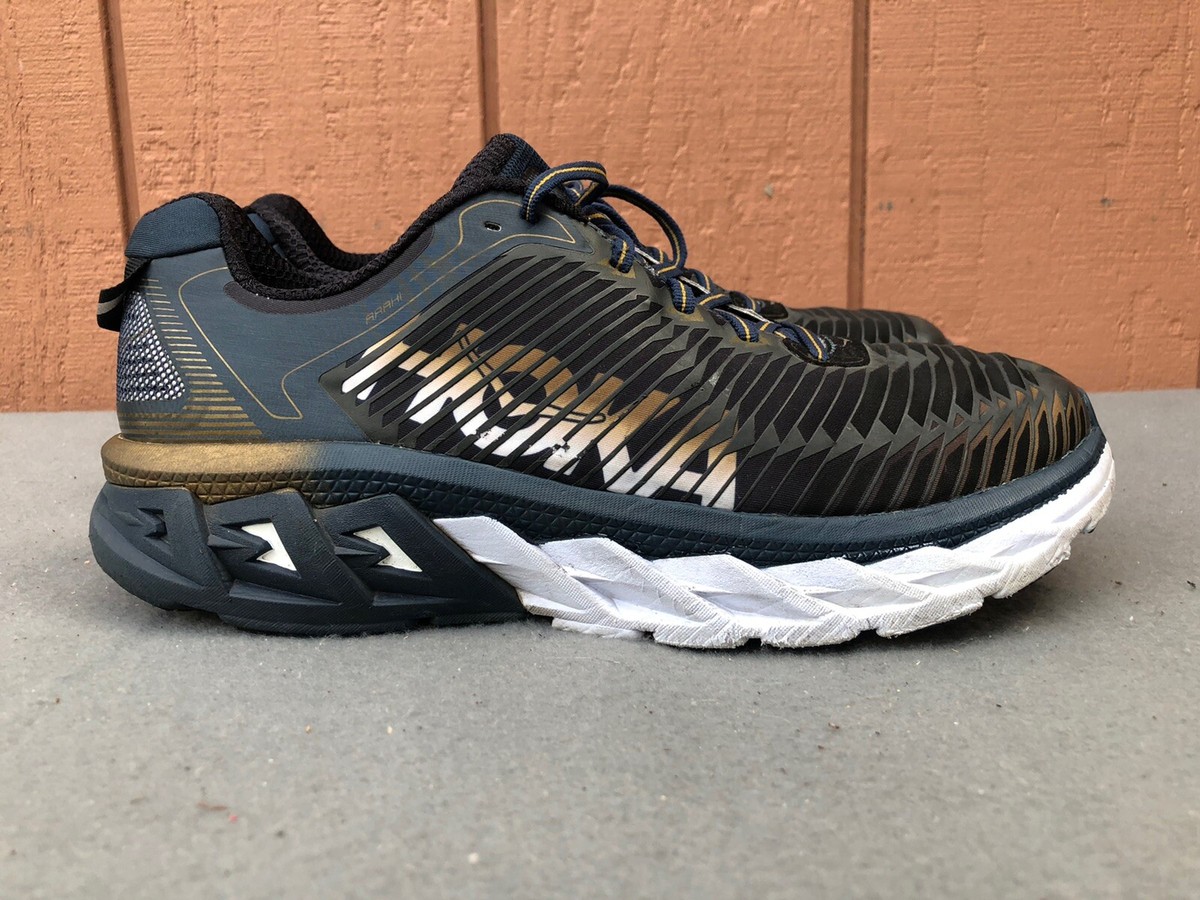 EUC Hoka One One Men US 10 ARAHI Black Blue Gold Ultra 