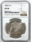 1886-S $1 Morgan Silver Dollar  NGC AU-58