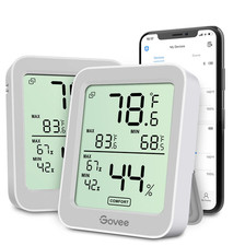 Indoor Hygrometer Thermometer 2 Pack with Large LCD Grey for Room Greenhouse