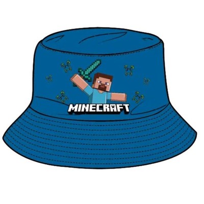 Jungen Minecraft Sonnenhut blau Kinder Fischerhut Alter 3-8 Sommer Urlaub Kappe