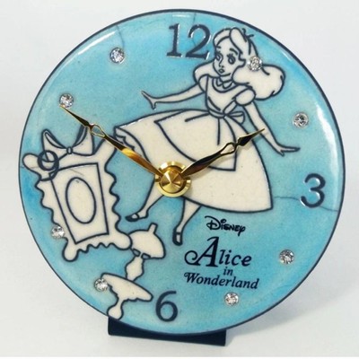Alice in Wonderland Antonio Zaccarella RHYTHM Clock Blue Pottery 5.11x1.37''