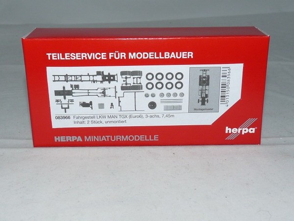 Herpa 083966 Fahrgestell Lkw Man Tgx Euro 6, 7,45M, 3Achs Inhalt: 2 StüCk 1:8...-image