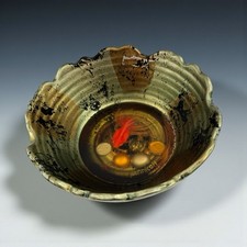 PESCE ORO 3D PESCE ROSSO vintage RESINA ARTE CIOTOLA fatto a mano firmato artista dipinto COSÌ COM'È