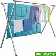 Heavy Duty Foldable Stainless Steel Clothes Drying Rack Indoor Outdoor Use