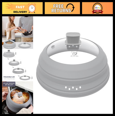 Microwave Splatter Cover - Collapsible Silicone Lid for Food & Plate, 9.8'' Light