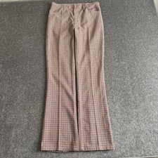 Vintage 1960s 70s Lady Wrangler Houndstooth Talon Zip Flare Pants Hippie Western