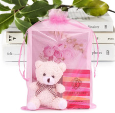 50 Pcs Large Organza Bags 8x12, Pink Small Mesh Gift Bag Drawstring