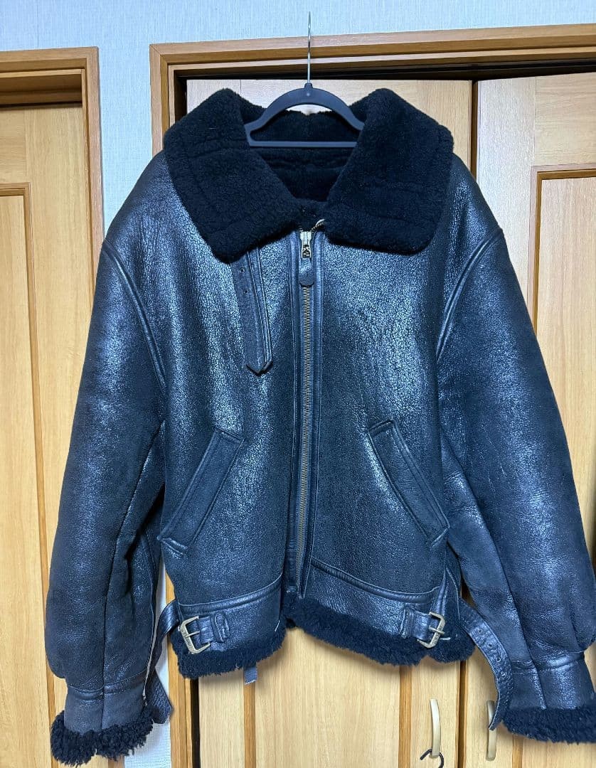 AVIREX B3 Leather Jacket Black Size L Men’s Outerwear Warm Retro