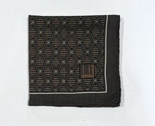 MEN HANDKERCHIEF Dunhill Paisley Brown Sage Geometric COTTON POCKET SQUARE 20  