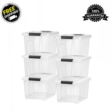 IRIS 20 Qt Plastic Storage Bins with Lids Stackable Storage Containers Totes 6Pk