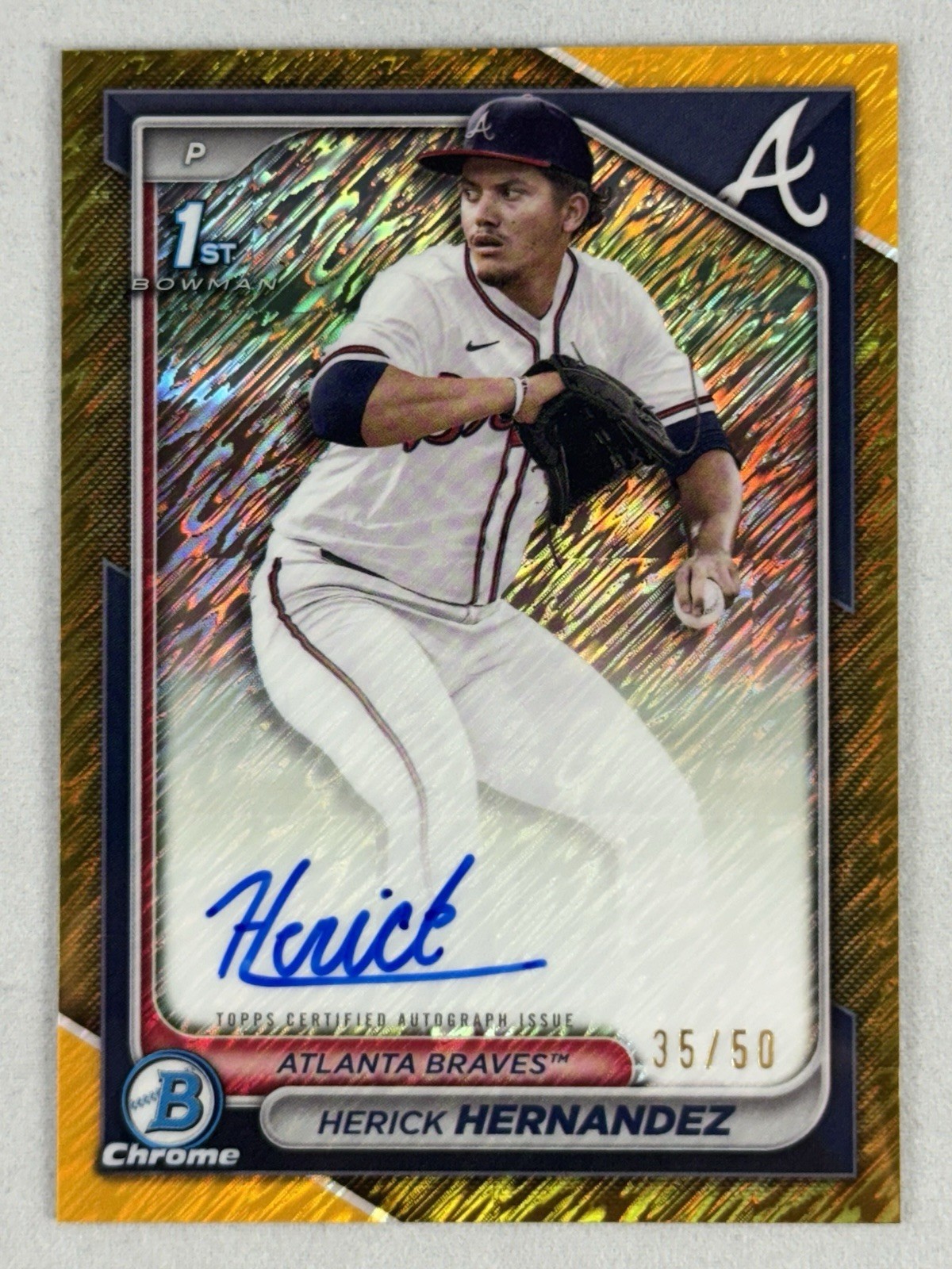 2024 Bowman Draft Chrome Herick Hernandez Gold Shimmer Auto 35/50 1st Bowman
