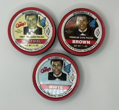 1980s Muhammad Ali The Champ's Premium Shoe Polish Lot of 3