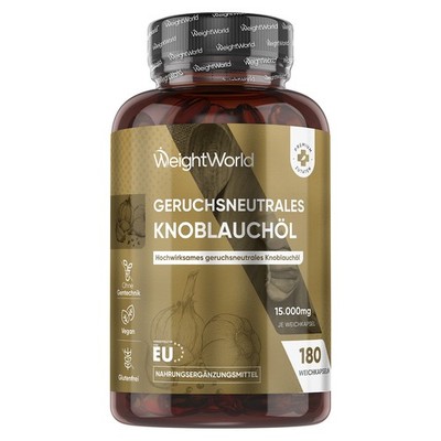 Knoblauch Kapseln - 180 Kapseln - 15000mg - gegen Blutdruck & Herzgesundheit