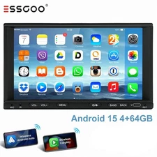 2 DIN Car Stereo Radio Android 15 4+64GB Carplay GPS Navi RDS WIFI BT FM SWC MP5