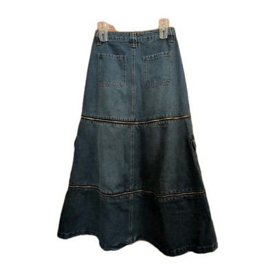Social Collision Zip Off Denim Cargo Maxi Skirt S Midi Mini Grunge