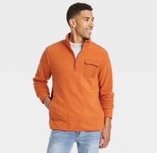 Men's Quarter-Zip Fleece Sweatshirt - Goodfellow Co Rust,
