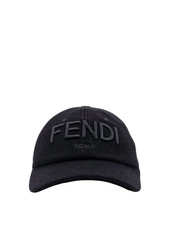 FENDI Black Wool Baseball Cap New  Authentic