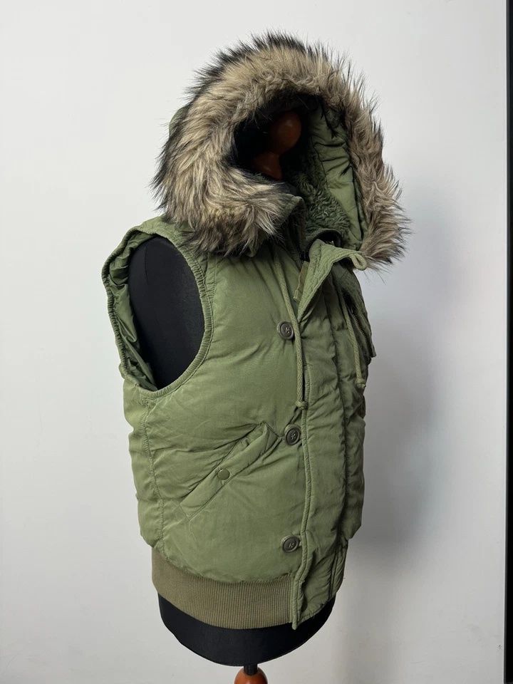 Ralph Lauren Denim & Supply men's down military vest hooded fur size M p2p 22,4 - Image 4 of 4