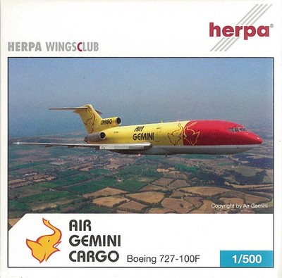 Boeing 727-100F Air Gemini Cargo S9-BAH Herpa 503198 1:500