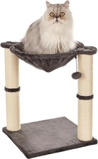 Amazon Basics Cat Condo Tower with Hammock Bed and Scratching Post,Easy Gray