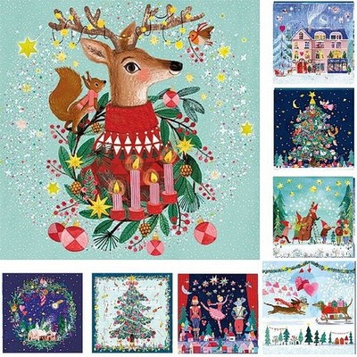2026 Mila Marquis Weihnachten Postkarte 14x14 Ausw Grußkarte Wichtel Tiere Stadt