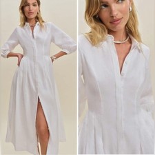 RRP US$278 Reformation Tara Linen Dress in white NWT US2 XS