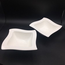 Villeroy Boch New Wave 6.5" Square Small Serving Bowls White Porcelain Germany