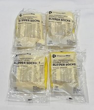 Lot Of 4 PREMIER PRO Non-Skid Double Tread Hospital Slipper Socks Yellow XL 2924