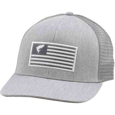 Simms Fishing Tarpon Flag Trucker Cap Heather NoGlare Black Under-brim NEW-RARE