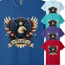 Freedom Eagle Wings American Flag Patriotic Men T-Shirt USA New Graphic Gift Tee